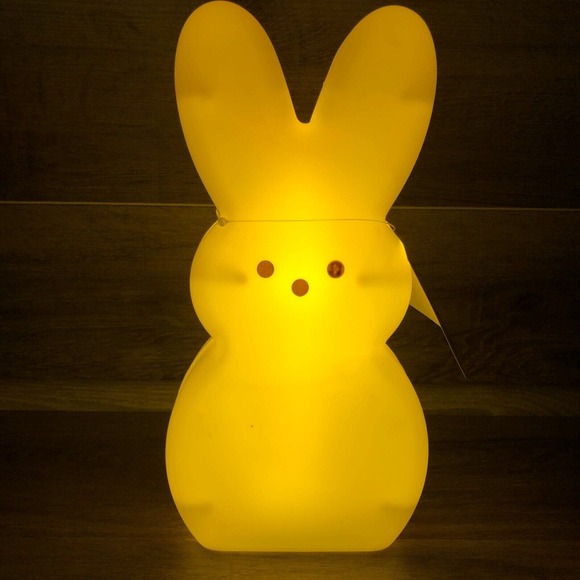 10” Yellow Peeps Blow Mold Plastic Bunny New Battery Operated LED Easter Decor - Picture 2 of 10